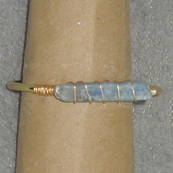 Natural Stone Single Stone Gold Cuff Bracelet - Picture 3 of 5